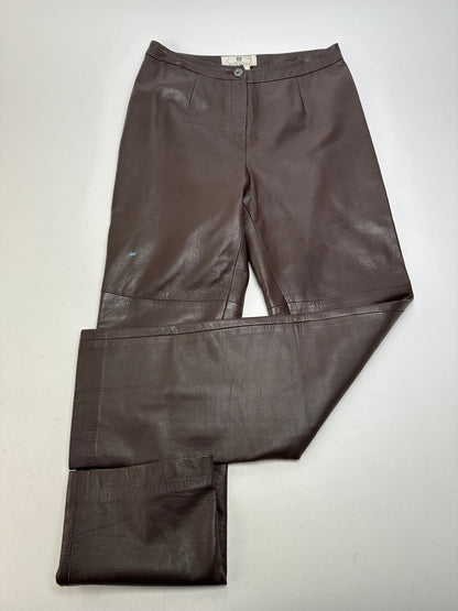 Vintage Givenchy Boutique Lambskin Leather Trousers Brown S