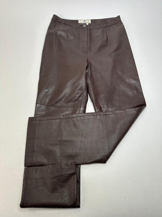 Vintage Givenchy Boutique Lambskin Leather Trousers Brown S