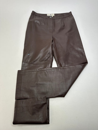 Vintage Givenchy Boutique Lambskin Leather Trousers Brown S