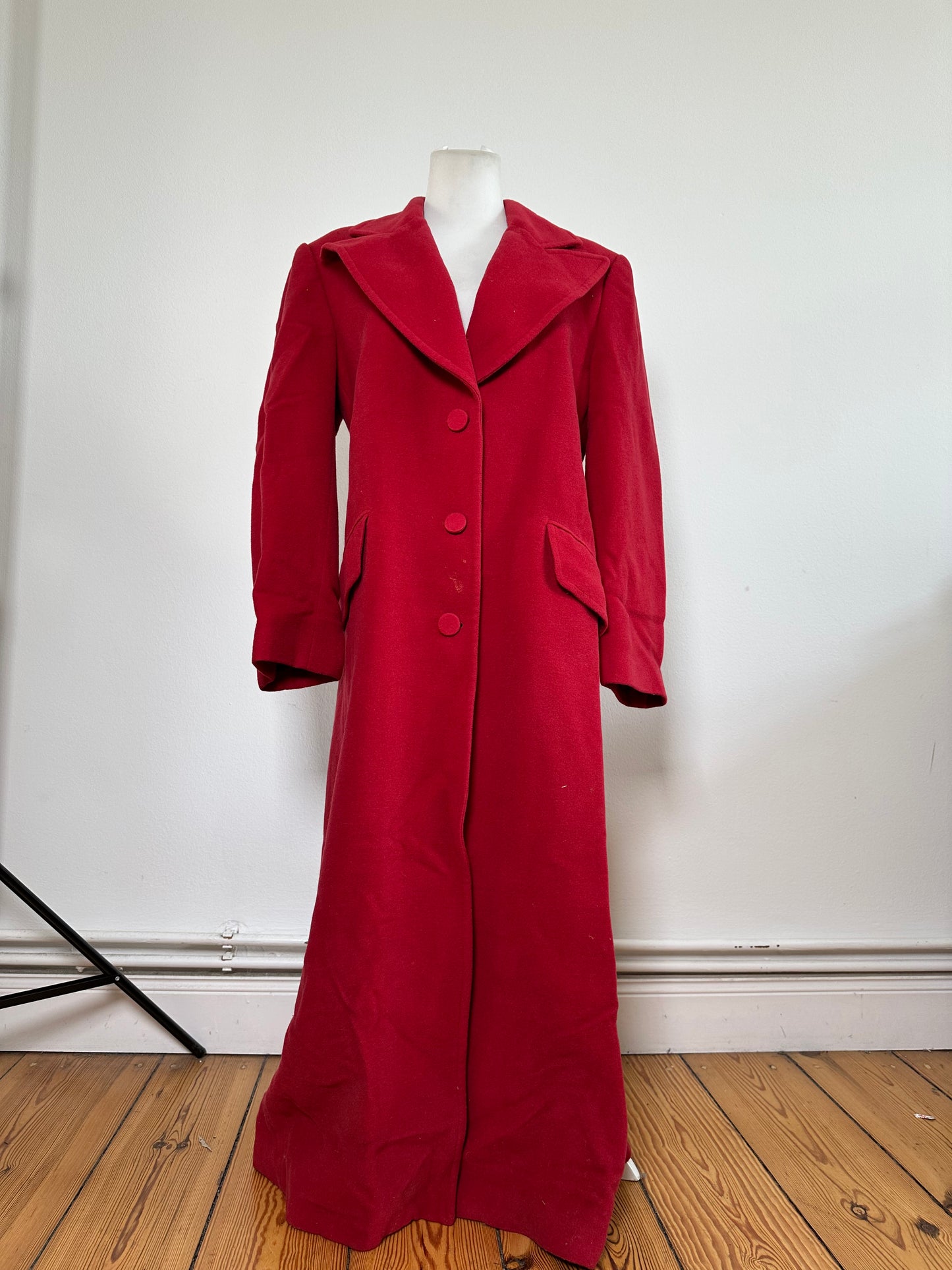 Vintage Emporio Armani Wool Camel Hair Coat Red L