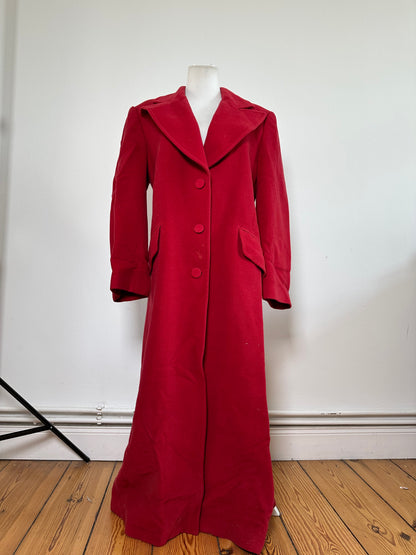 Vintage Emporio Armani Wool Camel Hair Coat Red L