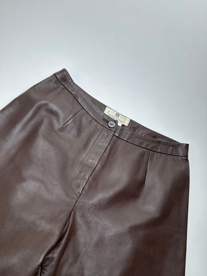 Vintage Givenchy Boutique Lambskin Leather Trousers Brown S