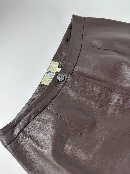 Vintage Givenchy Boutique Lambskin Leather Trousers Brown S