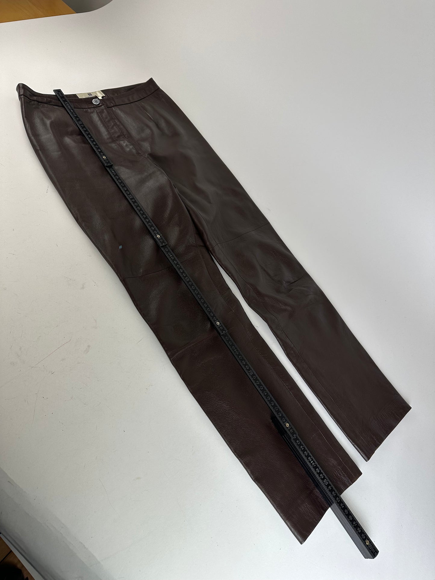 Vintage Givenchy Boutique Lambskin Leather Trousers Brown S