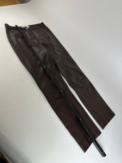 Vintage Givenchy Boutique Lambskin Leather Trousers Brown S