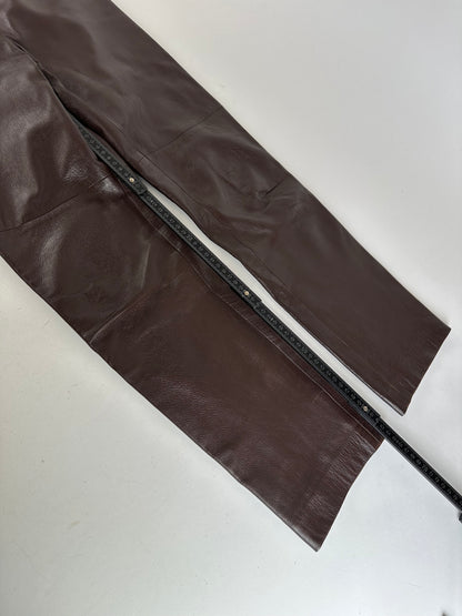 Vintage Givenchy Boutique Lambskin Leather Trousers Brown S
