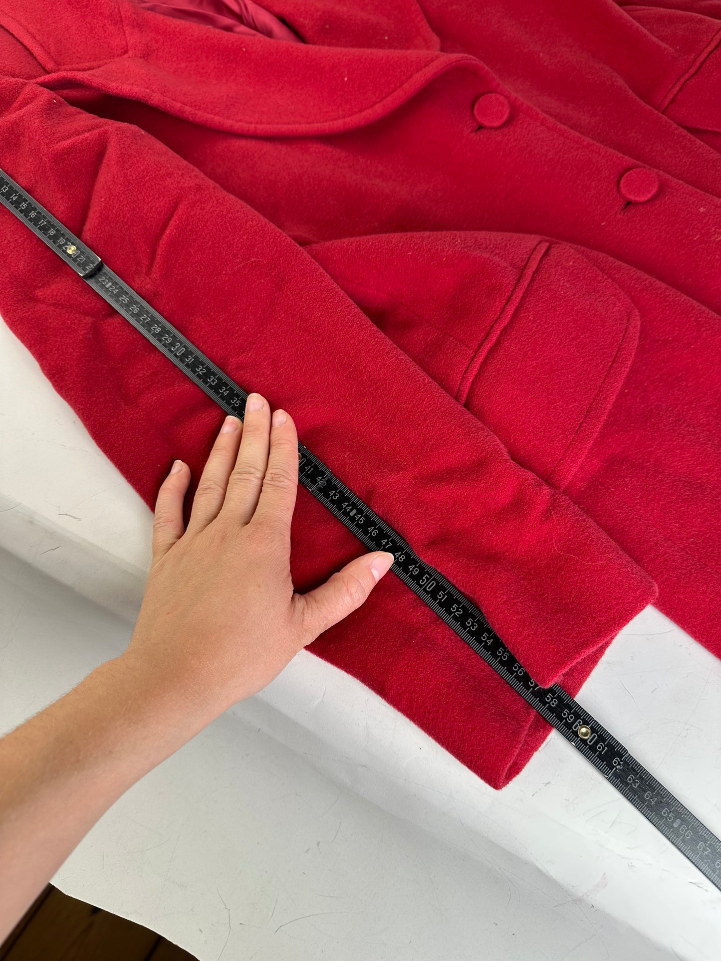 Vintage Emporio Armani Wool Camel Hair Coat Red L