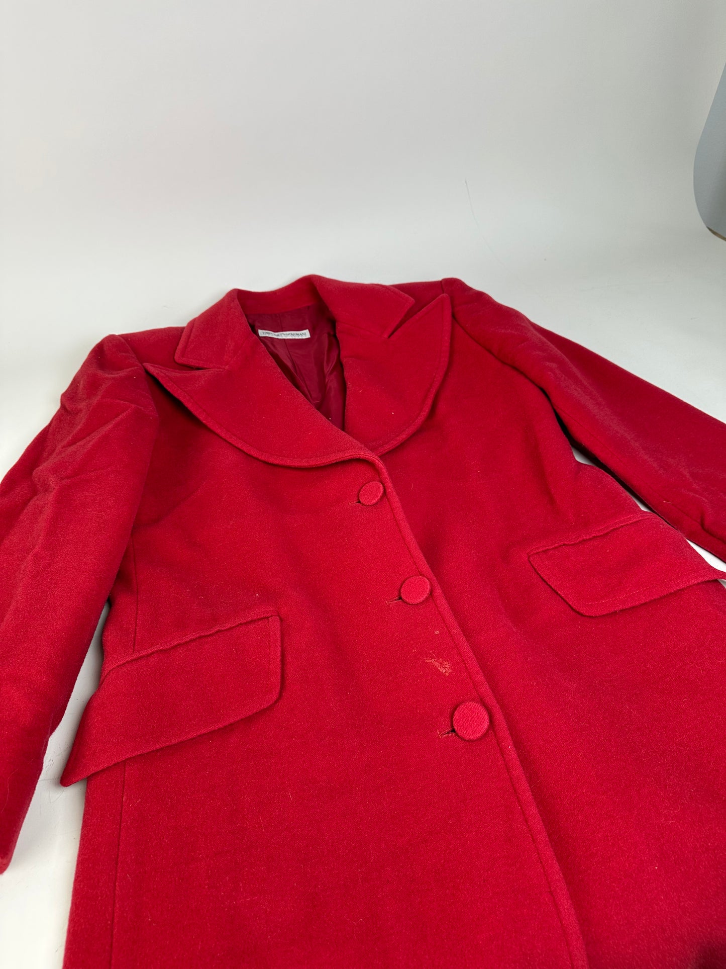 Vintage Emporio Armani Wool Camel Hair Coat Red L