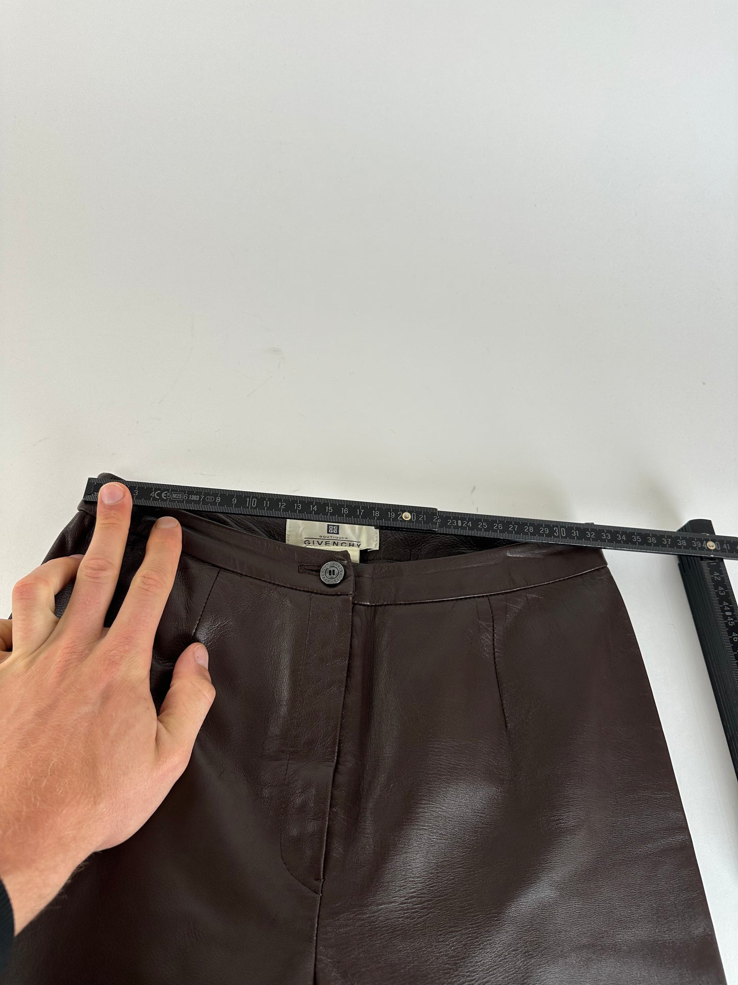Vintage Givenchy Boutique Lambskin Leather Trousers Brown S