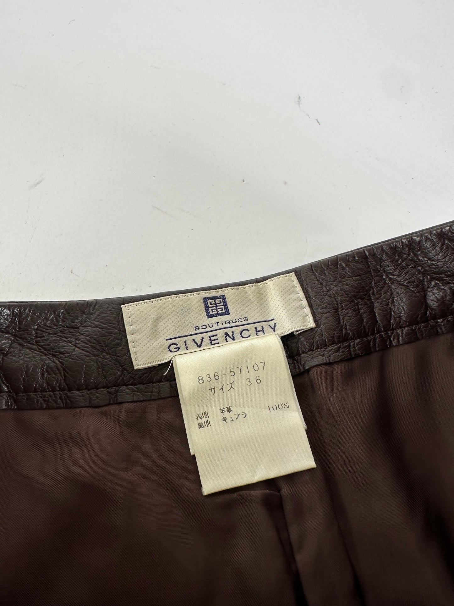 Vintage Givenchy Boutique Lambskin Leather Trousers Brown S
