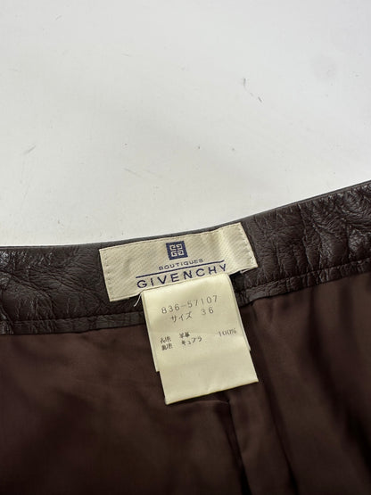 Vintage Givenchy Boutique Lambskin Leather Trousers Brown S