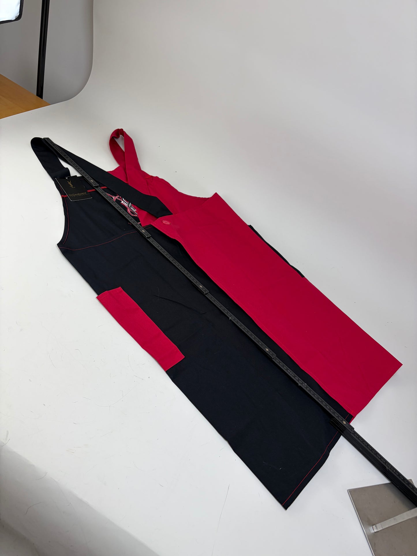 Vintage Yves Saint Laurent Cotton Canvas Apron Red Black L