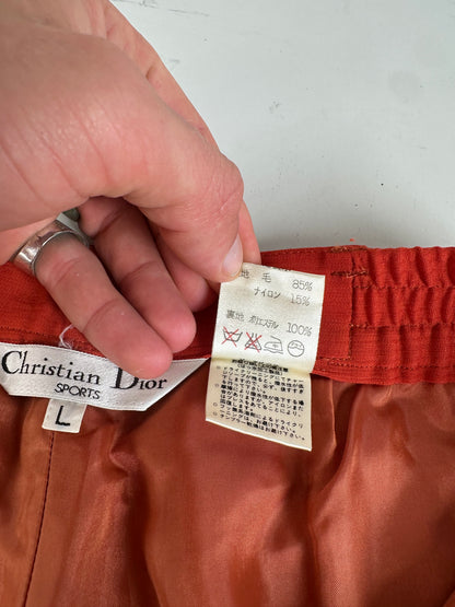 Vintage Dior Wool Trousers Bright Orange S