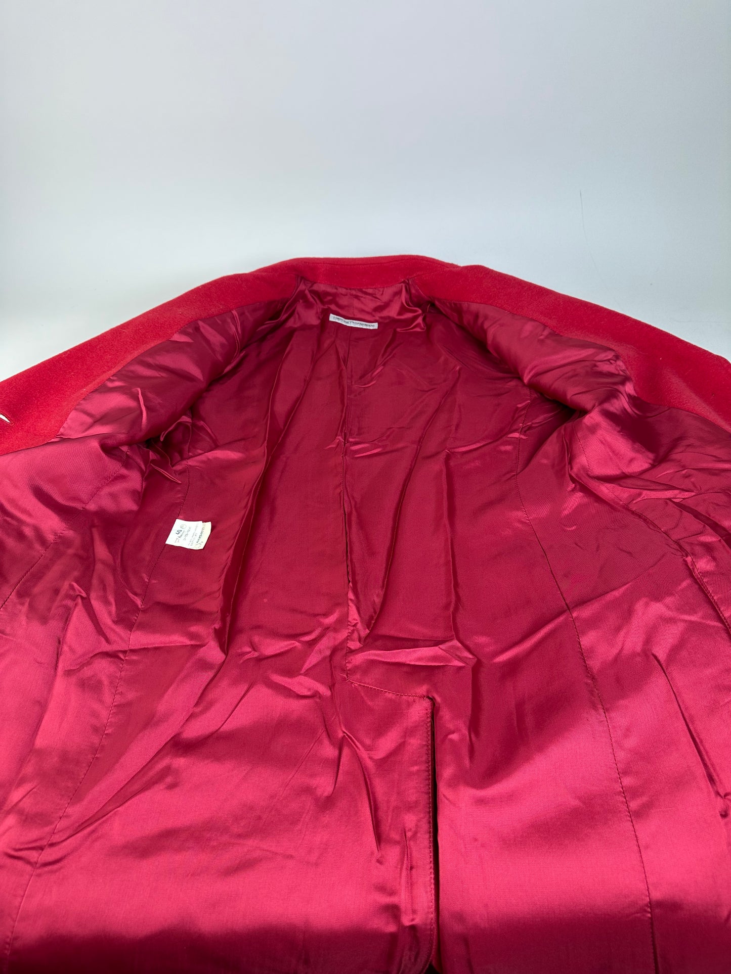 Vintage Emporio Armani Wool Camel Hair Coat Red L