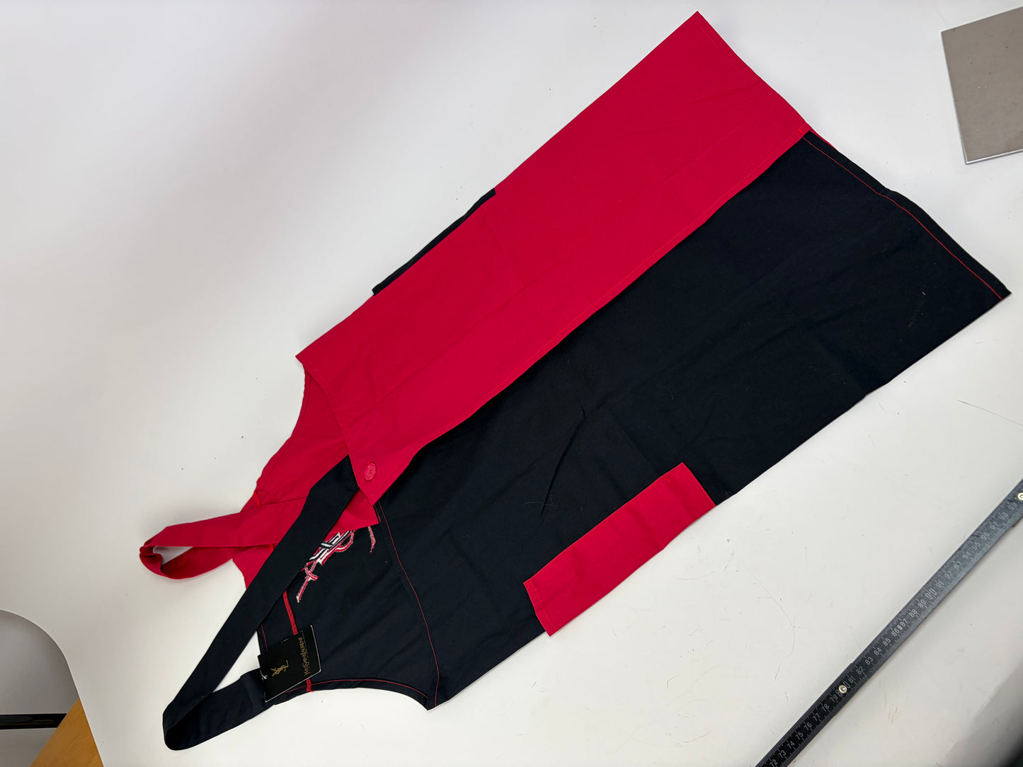 Vintage Yves Saint Laurent Cotton Canvas Apron Red Black L