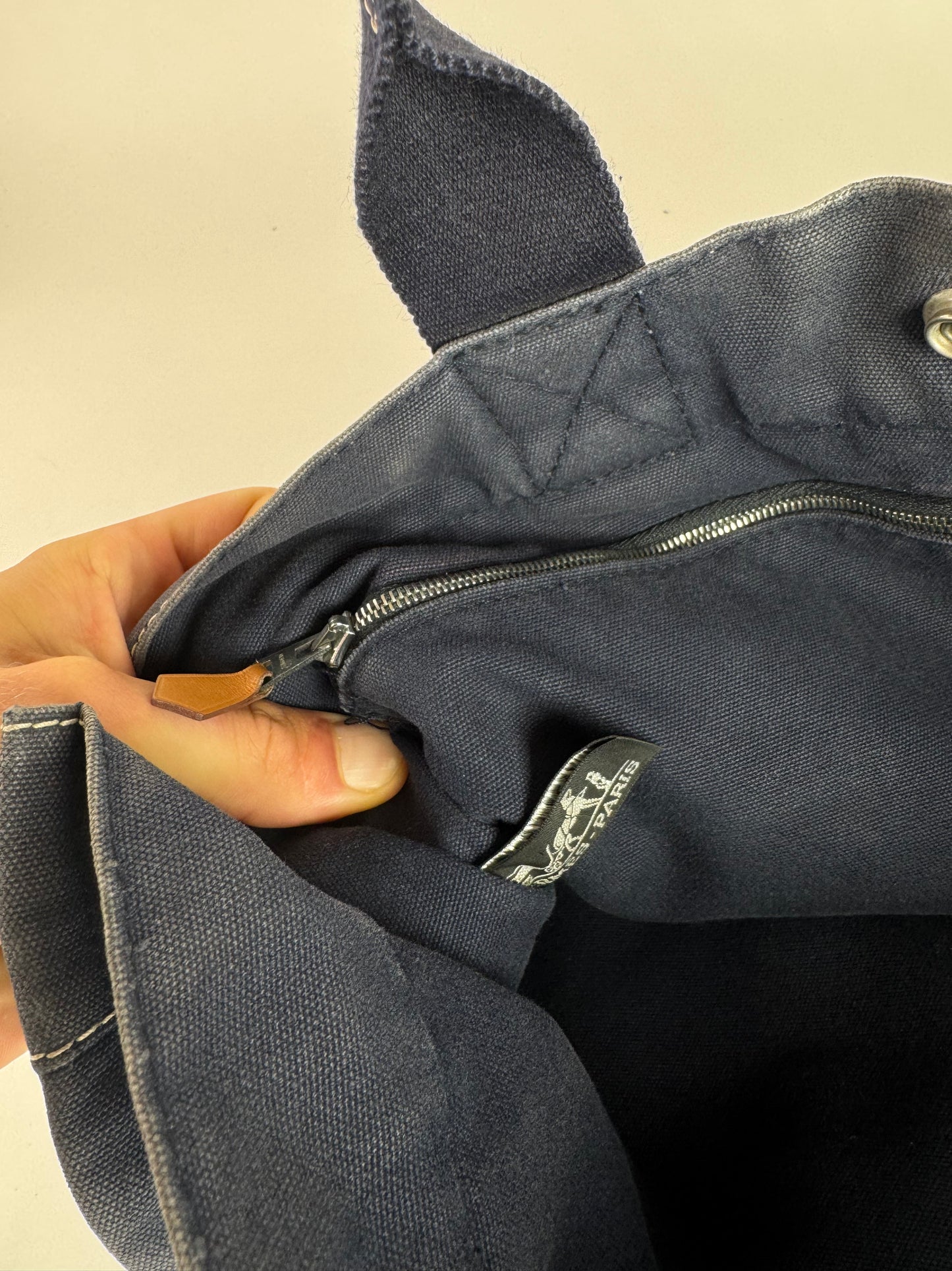 Vintage Hermes Cotton Tote bag navy