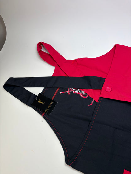 Vintage Yves Saint Laurent Cotton Canvas Apron Red Black L