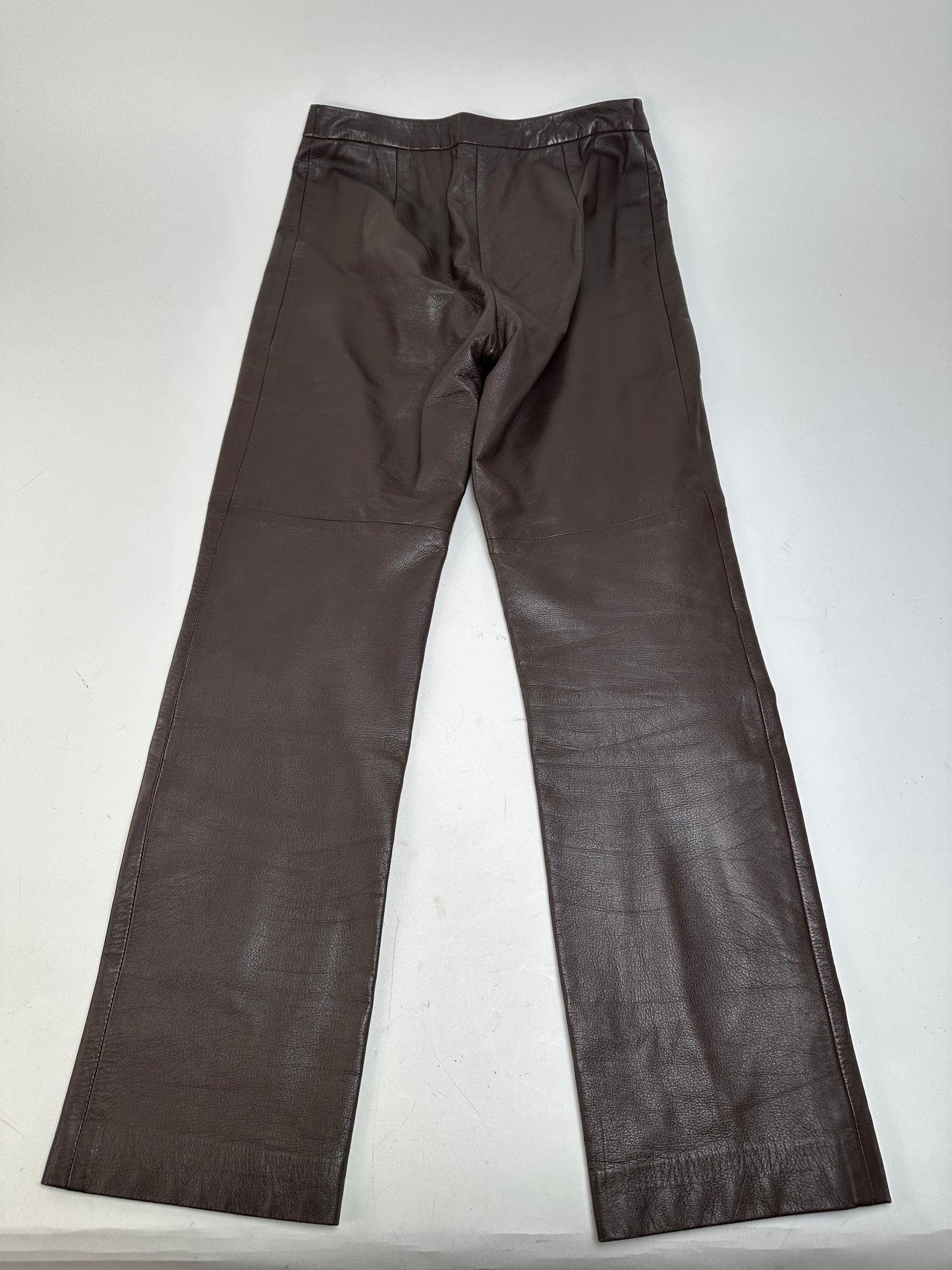 Vintage Givenchy Boutique Lambskin Leather Trousers Brown S