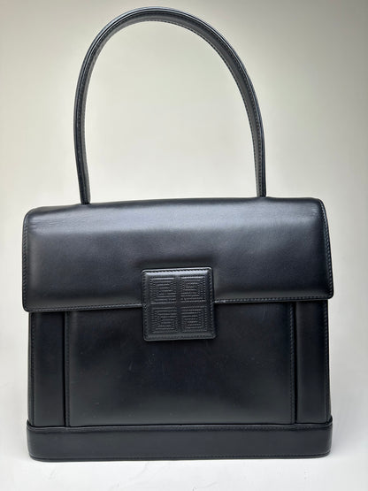 Vintage Givenchy Smooth Leather Handbag Black Silver
