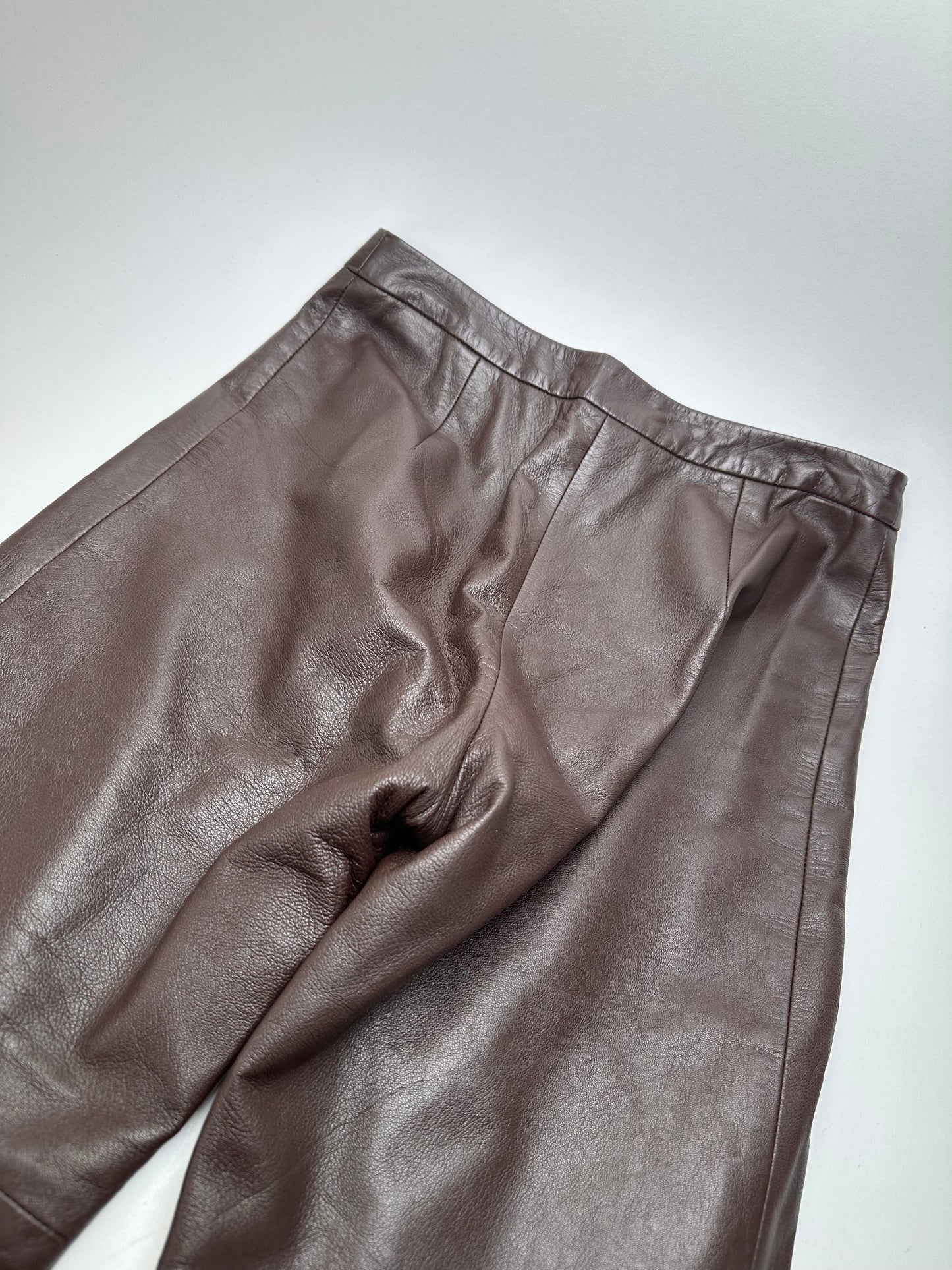 Vintage Givenchy Boutique Lambskin Leather Trousers Brown S