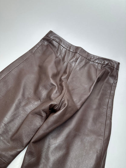 Vintage Givenchy Boutique Lambskin Leather Trousers Brown S