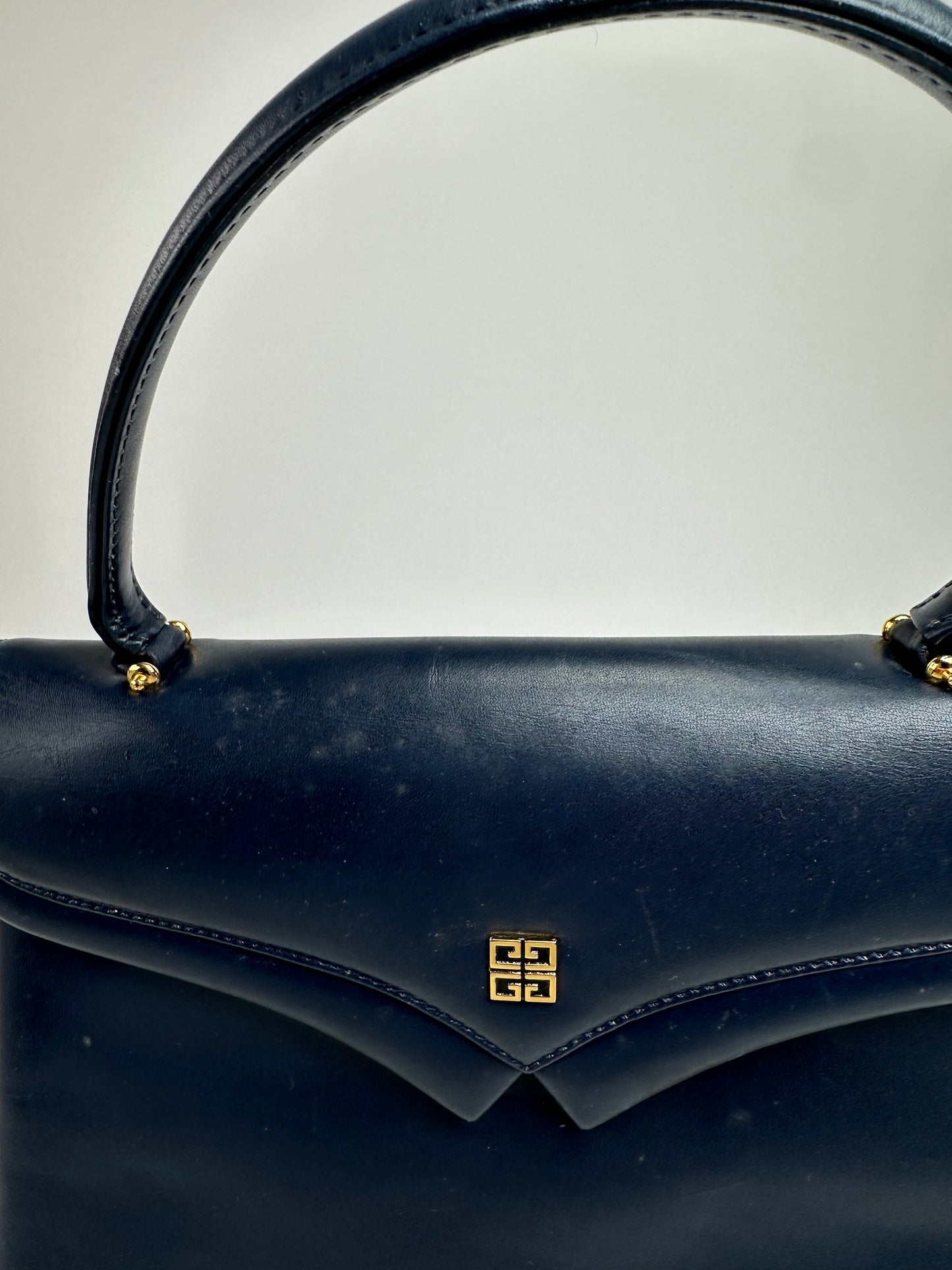 Vintage Givenchy Leather Handbag Navy