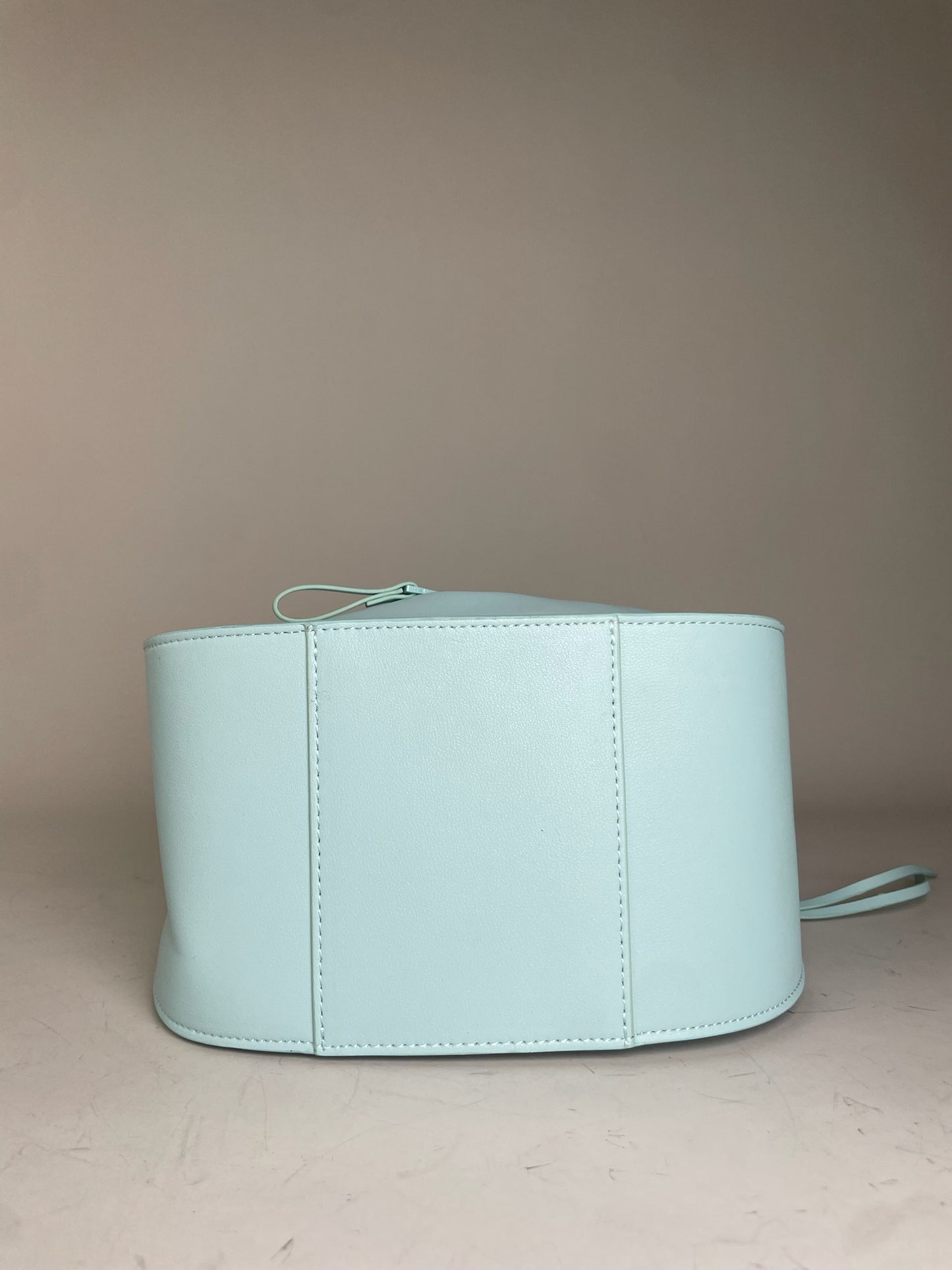 Vintage Loewe Leather Shoulder Bag Light Blue Gold Zip