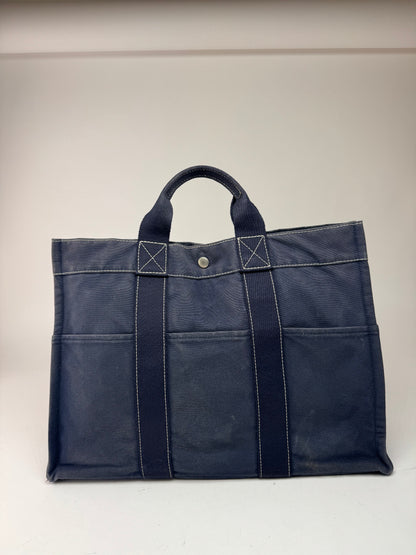 Vintage Hermes Cotton Tote bag navy