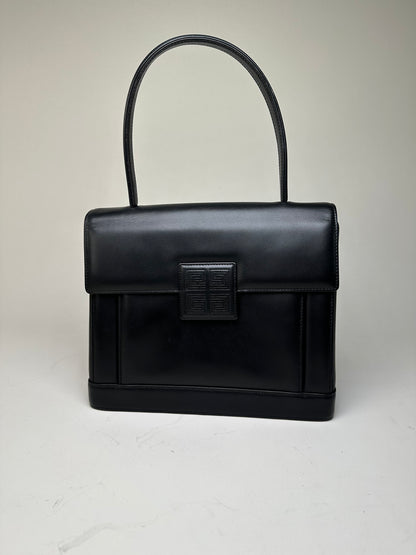 Vintage Givenchy Smooth Leather Handbag Black Silver