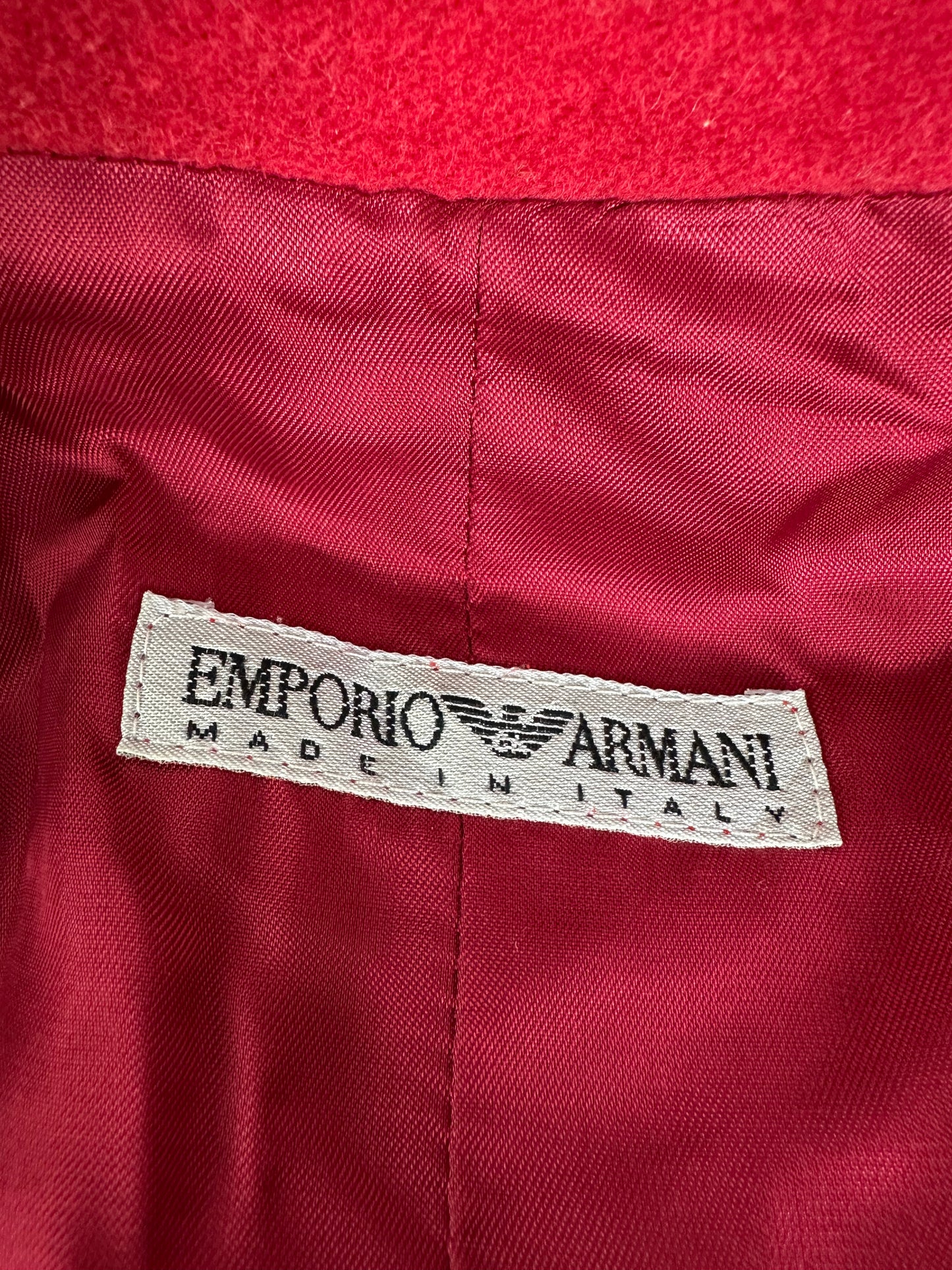 Vintage Emporio Armani Wool Camel Hair Coat Red L