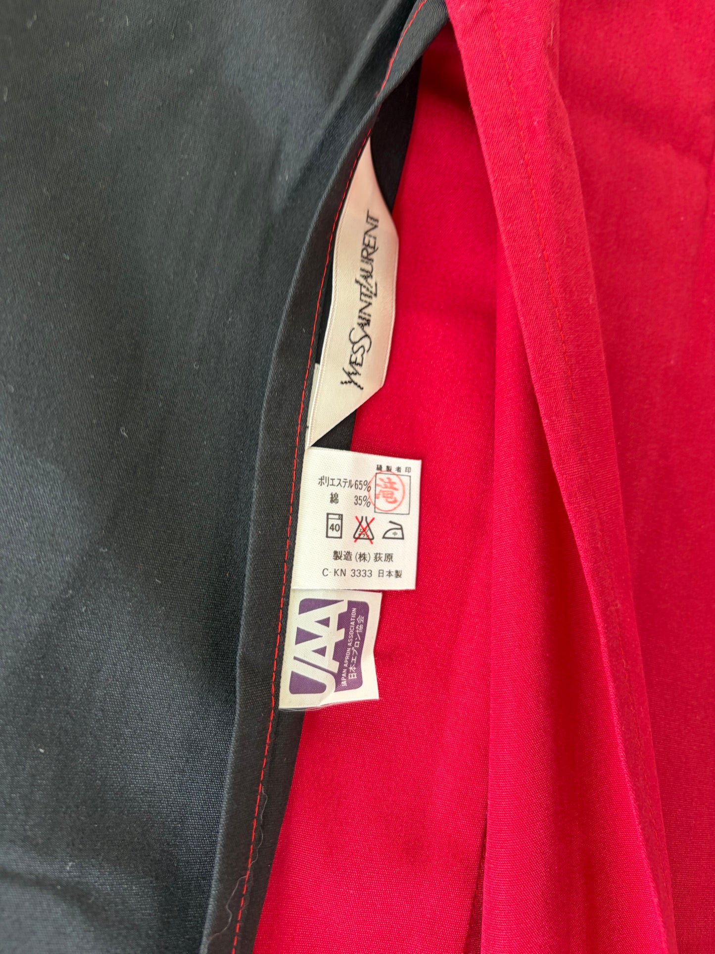 Vintage Yves Saint Laurent Cotton Canvas Apron Red Black L