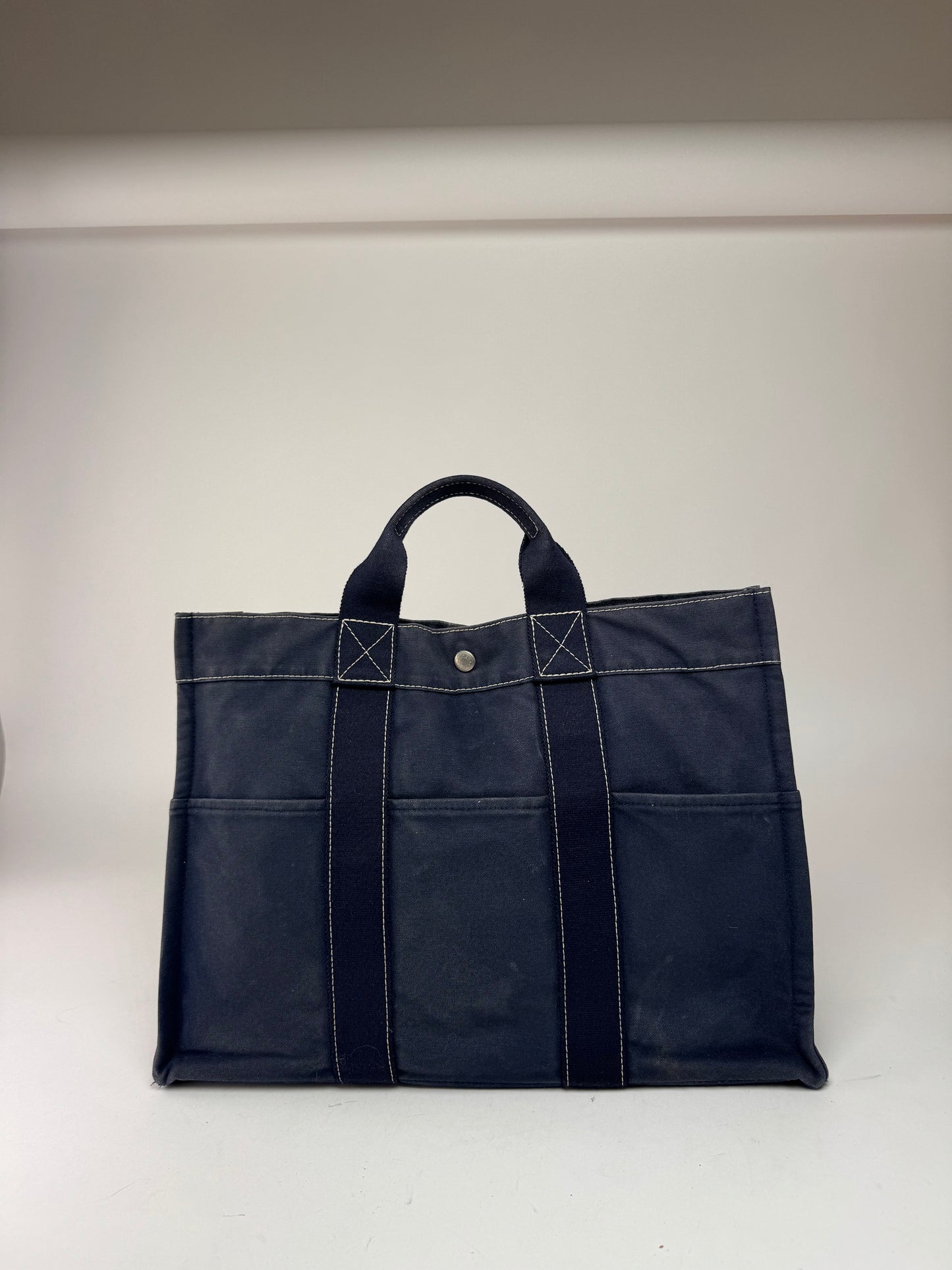 Vintage Hermes Cotton Tote bag navy