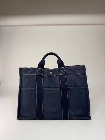 Vintage Hermes Cotton Tote bag navy