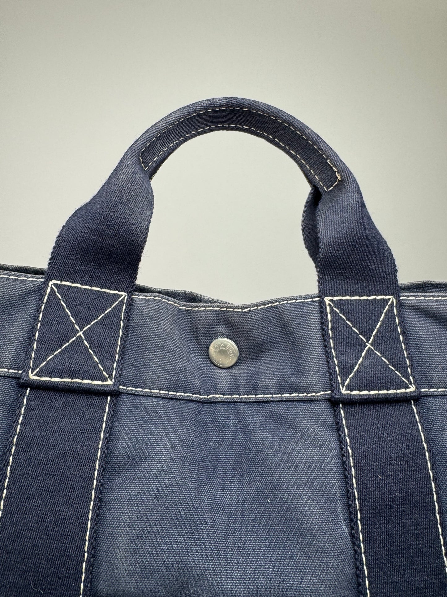 Vintage Hermes Cotton Tote bag navy