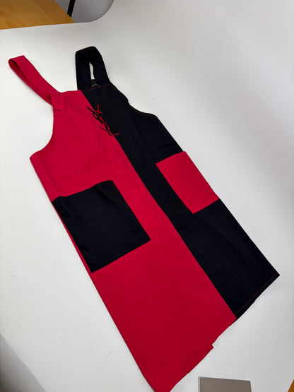 Vintage Yves Saint Laurent Cotton Canvas Apron Red Black L