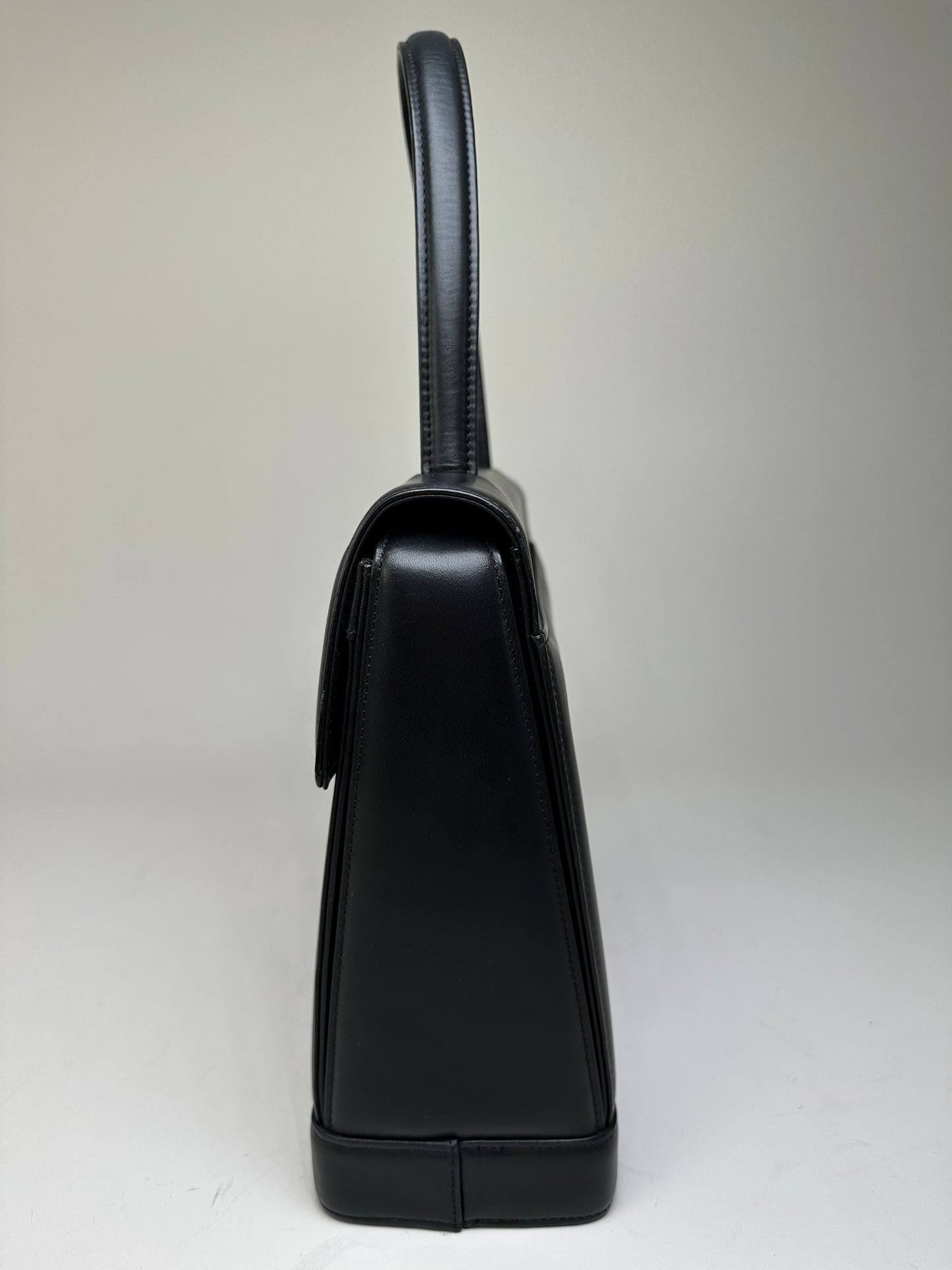 Vintage Givenchy Smooth Leather Handbag Black Silver