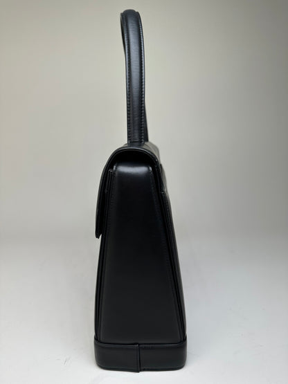 Vintage Givenchy Smooth Leather Handbag Black Silver