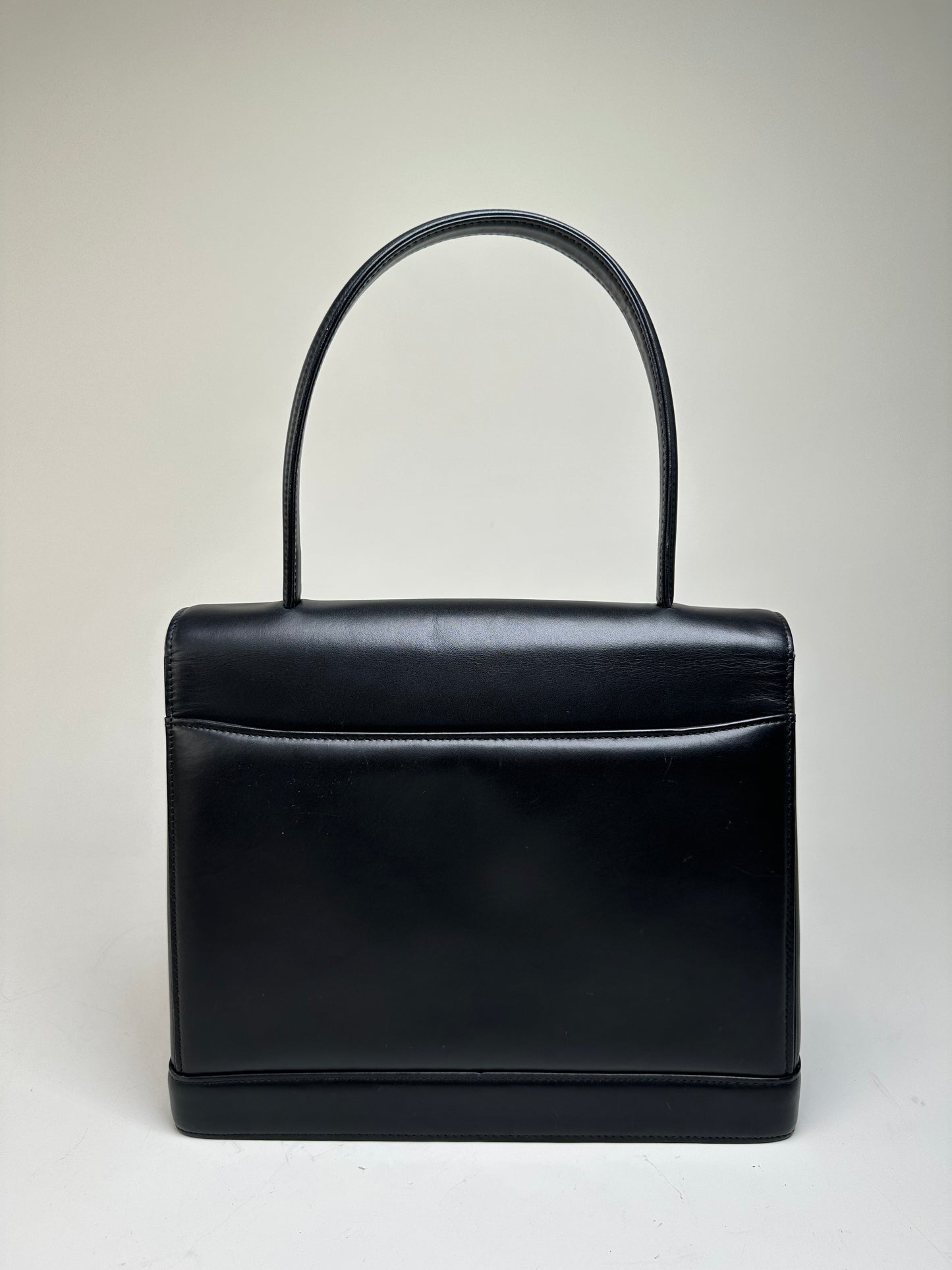 Vintage Givenchy Smooth Leather Handbag Black Silver
