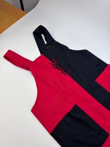 Vintage Yves Saint Laurent Cotton Canvas Apron Red Black L