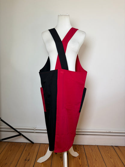 Vintage Yves Saint Laurent Cotton Canvas Apron Red Black L