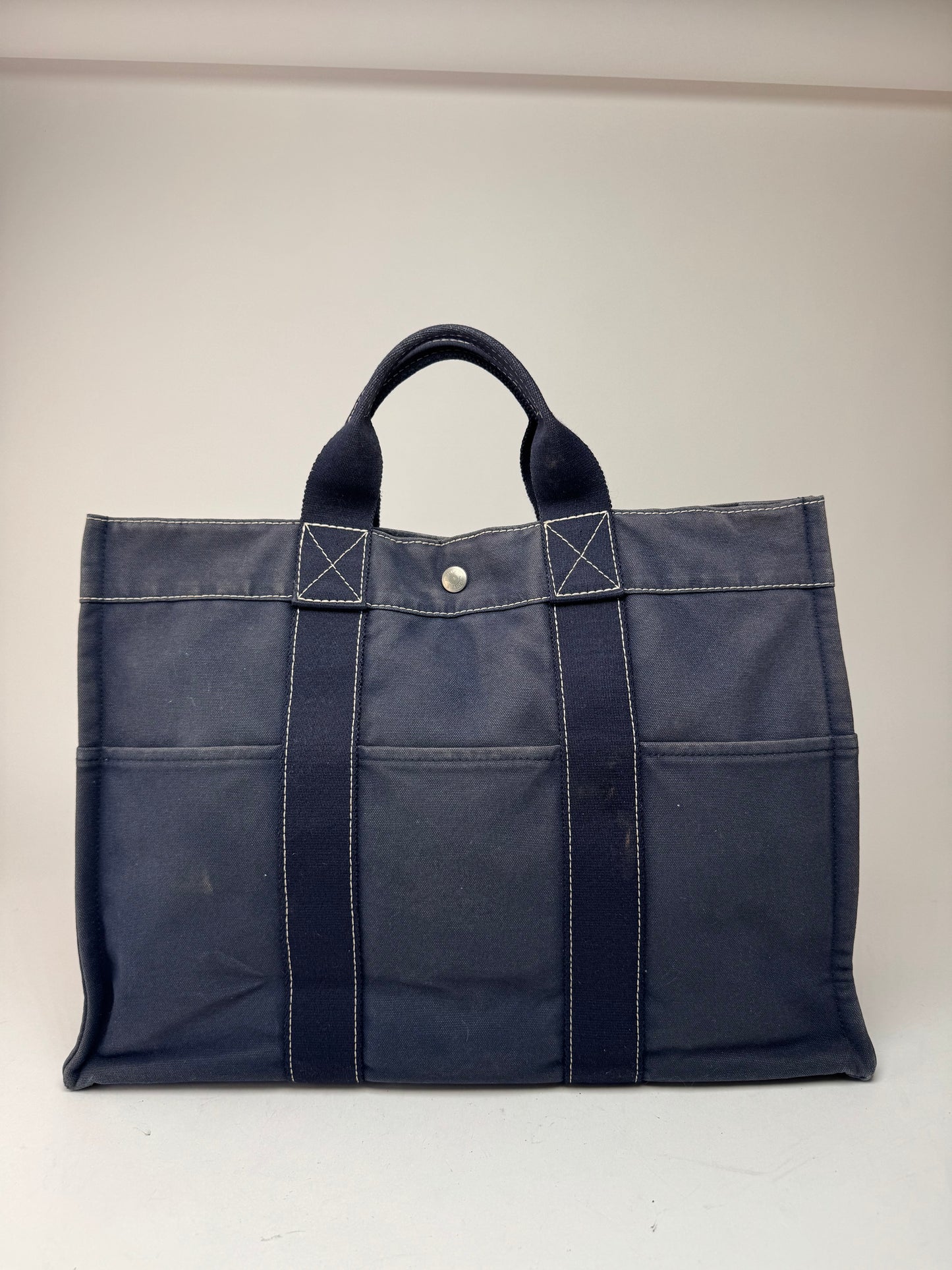 Vintage Hermes Cotton Tote bag navy
