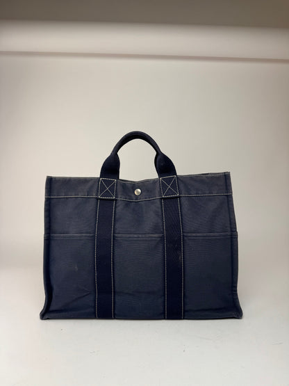 Vintage Hermes Cotton Tote bag navy