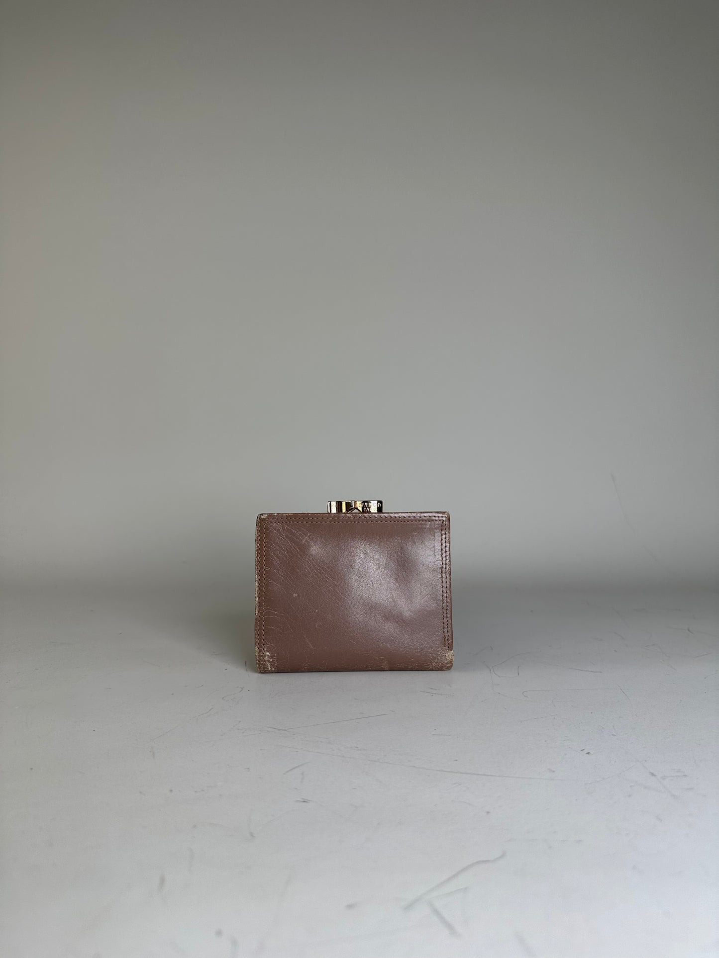 Vintage Givenchy Logo Embossed Leather Wallet Brown Gold