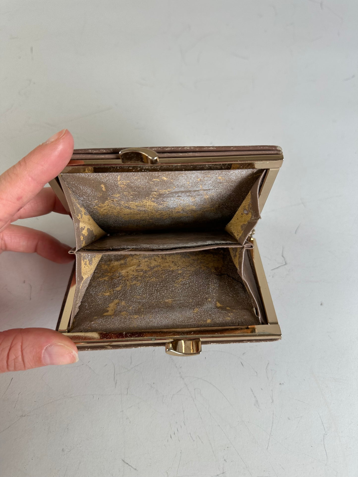 Vintage Givenchy Logo Embossed Leather Wallet Brown Gold