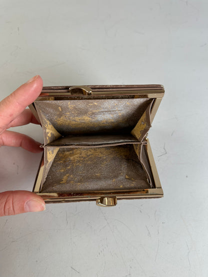 Vintage Givenchy Logo Embossed Leather Wallet Brown Gold