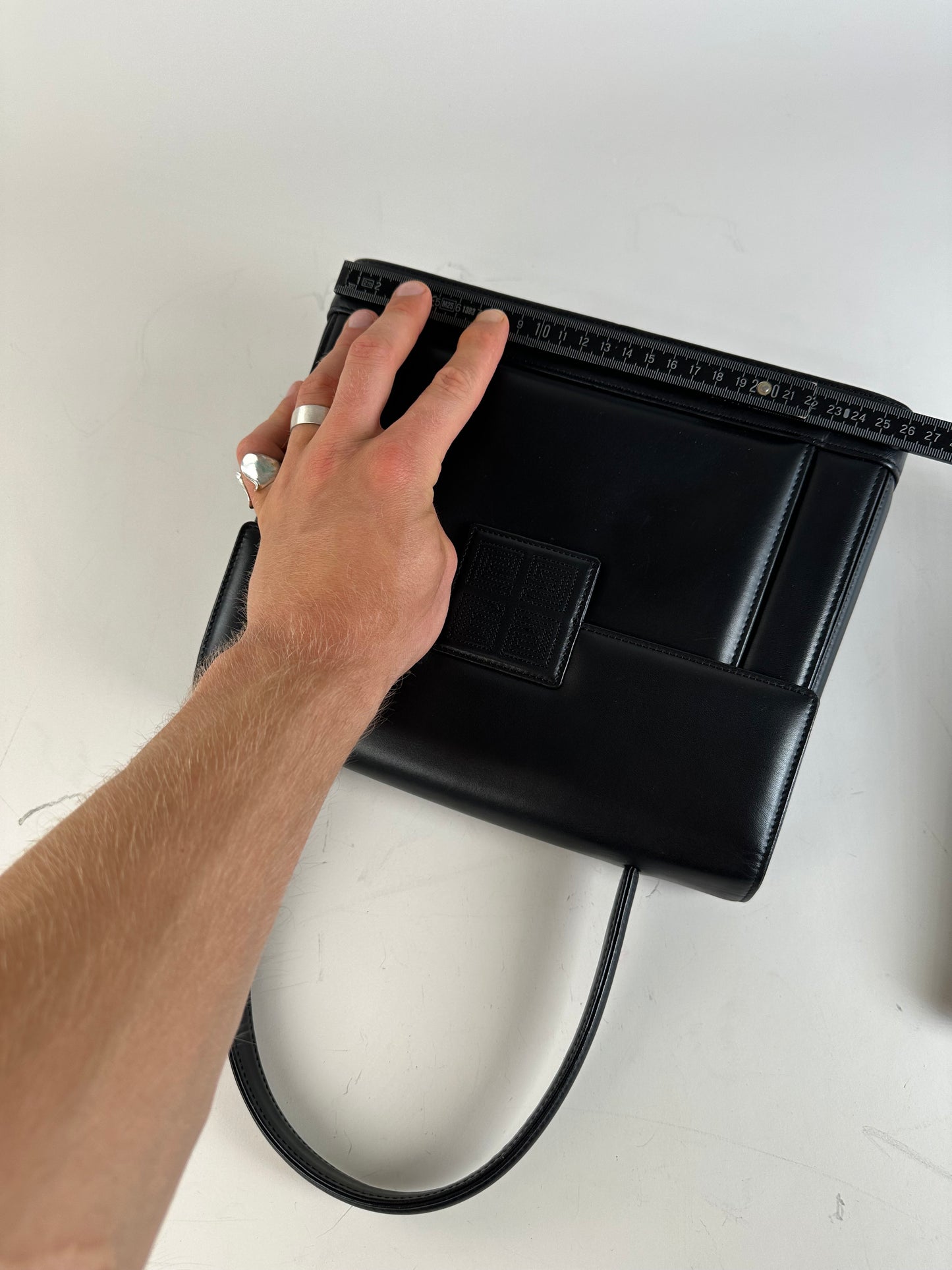 Vintage Givenchy Smooth Leather Handbag Black Silver