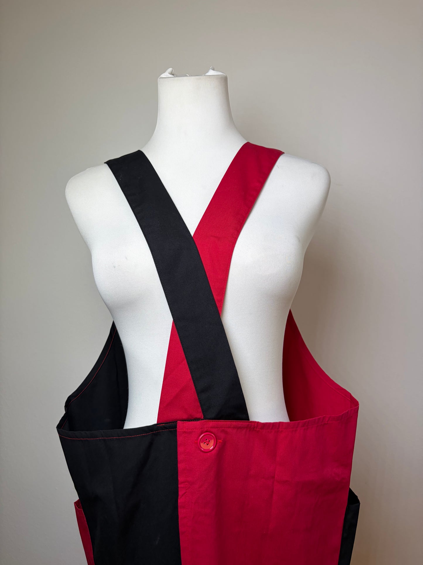 Vintage Yves Saint Laurent Cotton Canvas Apron Red Black L