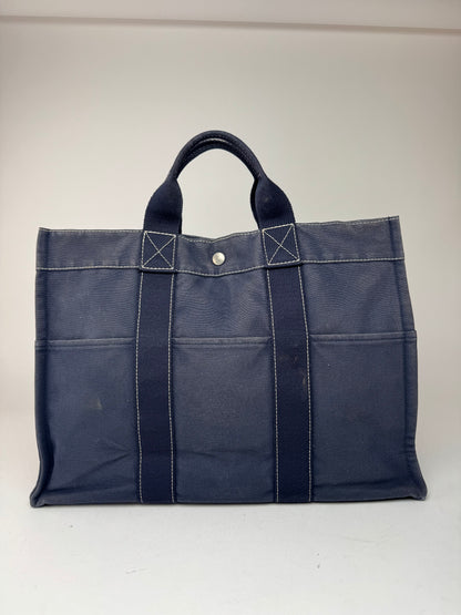 Vintage Hermes Cotton Tote bag navy