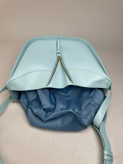 Vintage Loewe Leather Shoulder Bag Light Blue Gold Zip