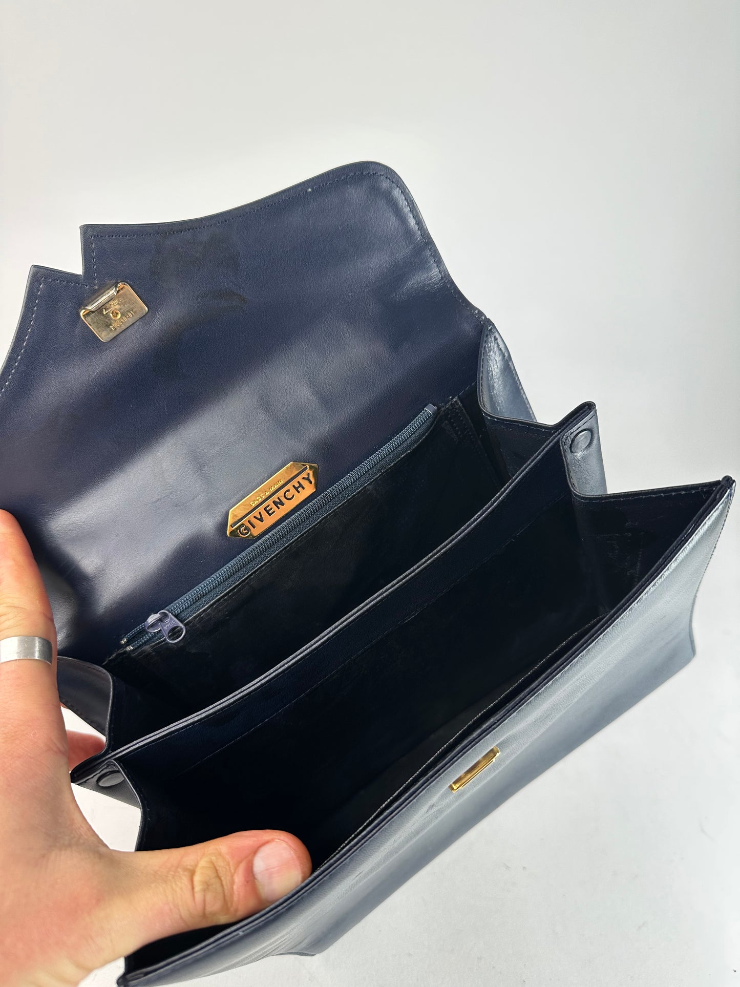 Vintage Givenchy Leather Handbag Navy